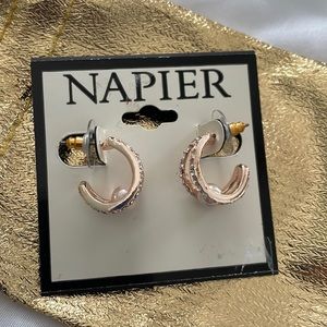 Napier gold semi-hoop earrings